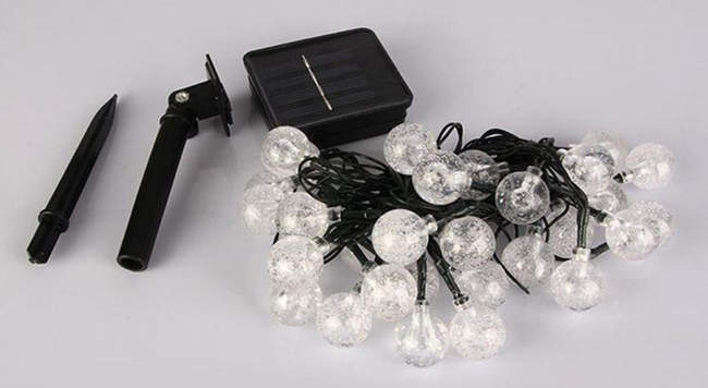 Luzes feericamente solares da corda do diodo emissor de luz da bola de cristal de 19,7 Ft para a decoração do feriado
