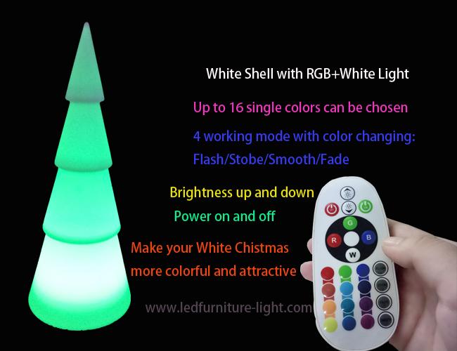 Árvore portátil do White Christmas da lâmpada de assoalho do diodo emissor de luz da bateria com iluminação de 16 cores